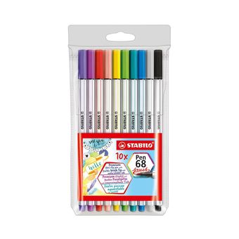 Marcador Artístico Stabilo Pen Brush Estojo Cores Vibrantes 12 Unidades