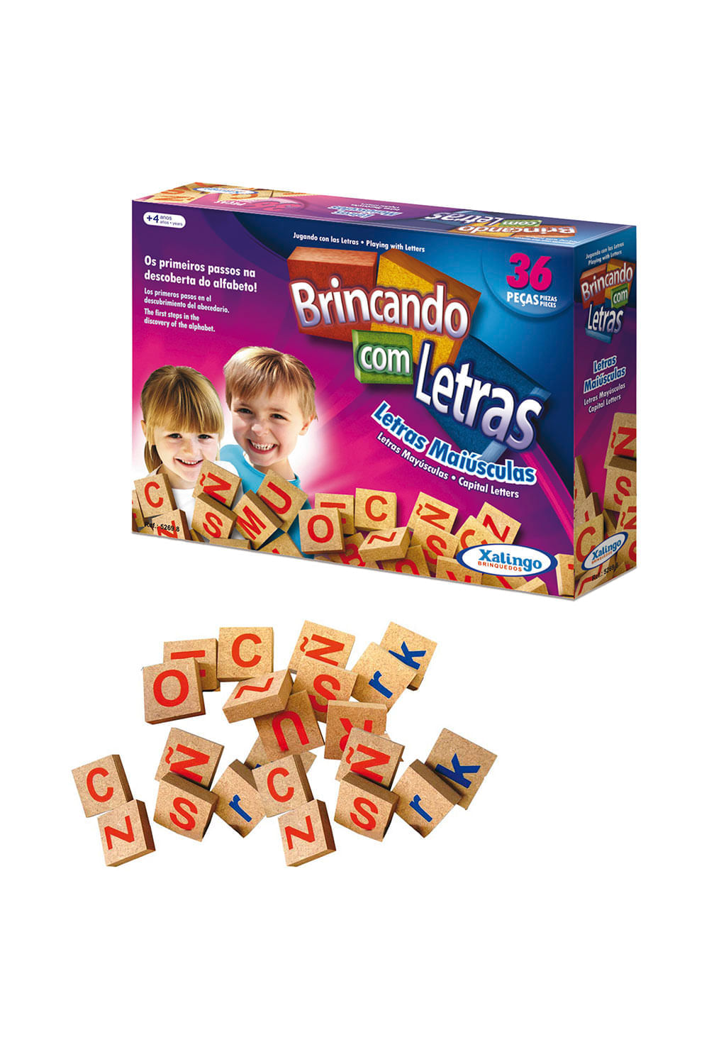 Jogo - Brincando de Aprender Com Letras de Madeira - 36 Peças