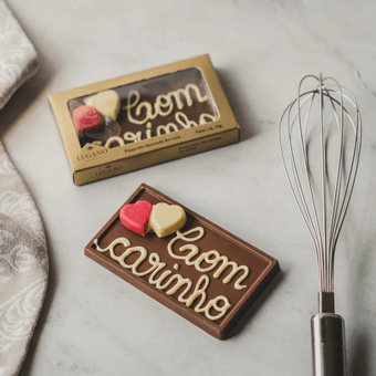 Plaquinha Lugano de Chocolate ao Leite "Com Carinho" 70g