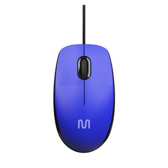 Mouse Com Fio MF400 Clique Silencioso Conexão USB 1200dpi Cabo de 180cm 3 Botões Azul Multilaser- MO388
