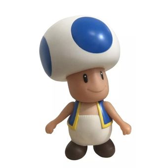 Boneco Toad Super Mario Cogumelo Action Figure Azul