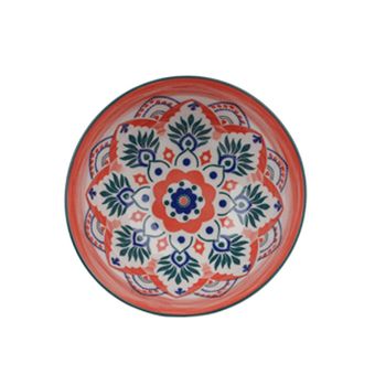 Bowl Cerâmica Flor Arte Estampado Vermelho 15,5x6,5x7,2cmx