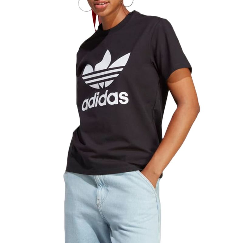 Camiseta adidas sales trefoil feminina preta