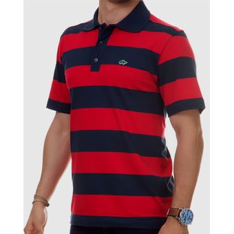 Camisa Polo Listrada Vermelho e Azul Marinho | Pau a Pique