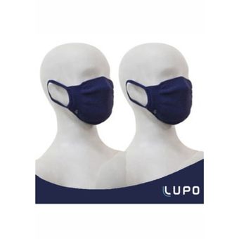 Kit com 2 Máscaras Lupo INFANTIL - Azul Marinho - Zero Costura Bac-Off | Pau a Pique