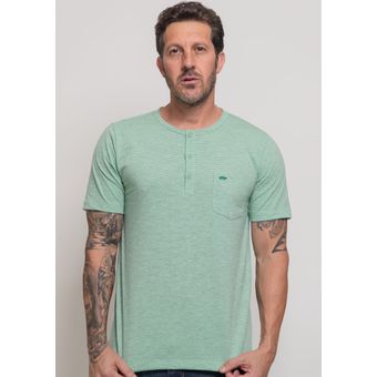 Camiseta botões e bolso Listrada Verde | Pau a Pique