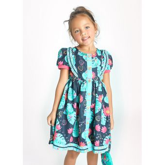 Vestido Infantil Menina Estampa Inspira, Expira - Tam. 1 a 10 anos – Preto