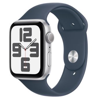 Apple Watch SE (GPS 44 mm) Caixa Prateada de Alumínio Pulseira Esportiva Azul-tempestade - MG