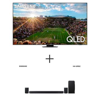 Smart TV 98" Polegadas QLED 4K 98Q80C Samsung 2023 + Soundbar Samsung HWQ990C 11.1.4 Canais, Alexa Int.