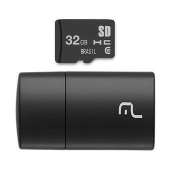 Pen Drive 2 em 1 Leitor USB + Cartão de Memória Classe 10 32GB Multilaser - MC163