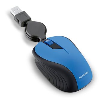 Mouse Multilaser Óptico Retrátil 1200Dpi Usb Azul - MO235