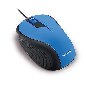 Mouse Emborrachado Com Fio Usb Azul E Preto Multilaser  - MO226