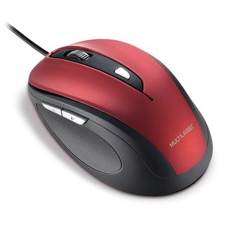 Mouse Multilaser Comfort 6 Botões Usb Vermelho/Preto - MO243