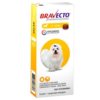 Antipulgas Bravecto para Cães até 4,5 kg Comprimido Mastigável