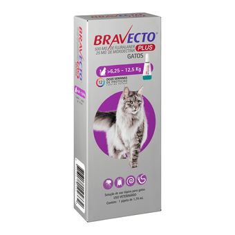 Antipulgas MSD Bravecto Plus Transdermal para Gatos de 6,25kg até 12,5kg