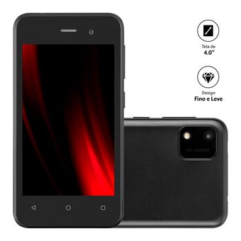Smartphone E Lite 2 Preto 32GB 3G Wi-Fi Tela 4,0” Dual Chip Android 10 (Go Edition) Quad Core Multilaser - P9146