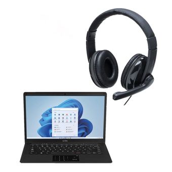 Combo Office - Notebook Ultra com Windows 11 Home Intel Celeron 4GB 120GB SSD 14,1 Pol Microsoft 365 Personal e Headset Pro Conexão P2 30mw - UB235K