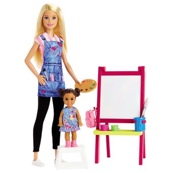 Playset E Boneca Mattel Profissões Barbie Professora De Artes
