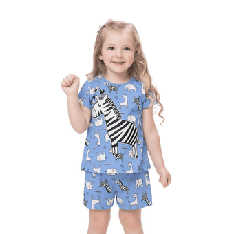 Pijama KYLY Camiseta e Short Zebra Brilha no Escuro