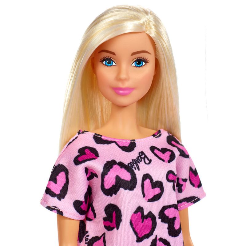 Boneca barbie fashion and beauty vestido preto com estampa rosa mattel