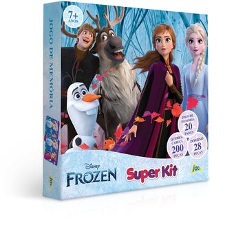 Super Kit com Quebra-Cabeça - Dominó - Jogo da Memória - Frozen - Toyster